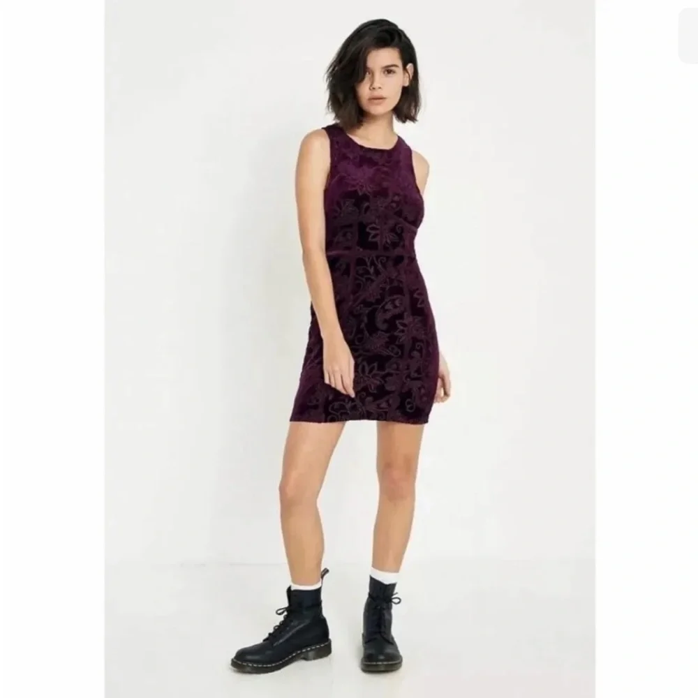 Free People Intimately Burnout Babe Purple Velvet Mini Dress - Picture 1 of 9